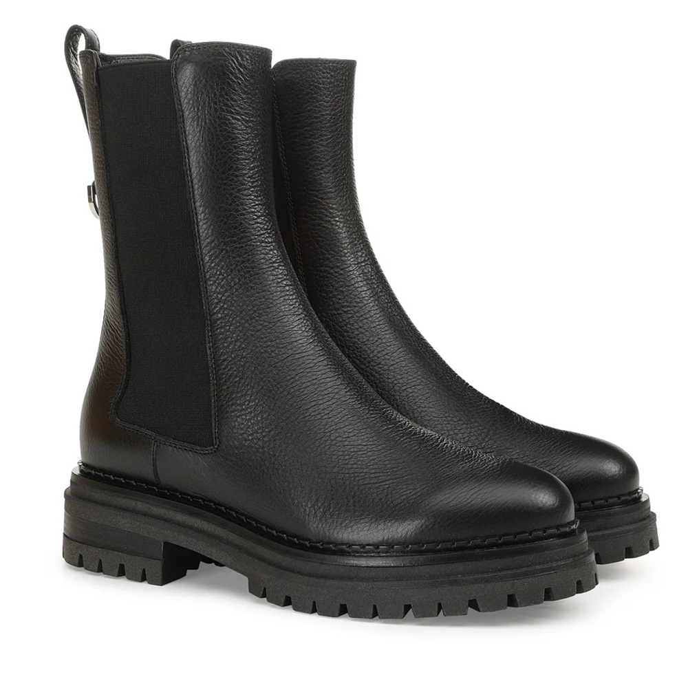Sergio Rossi Black Leather Ankle Boots